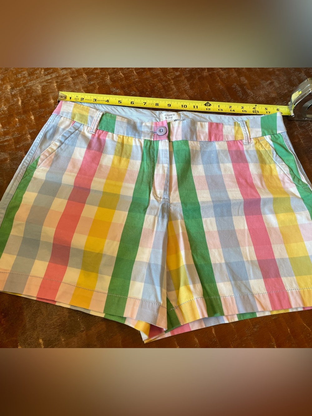 Crown & Ivy Caroline fit Pastel Multicolor Plaid Shorts 12